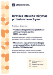 Praktinės dirbtuvės „Dirbtinio intelekto taikymas profesiniame mokyme“