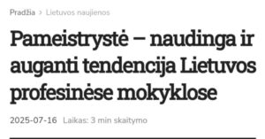 Naujienų portale „Vilniaus kraštas“ skelbiamas straipsnis „Pameistrystė – naudinga ir auganti tendencija Lietuvos profesinėse mokyklose“